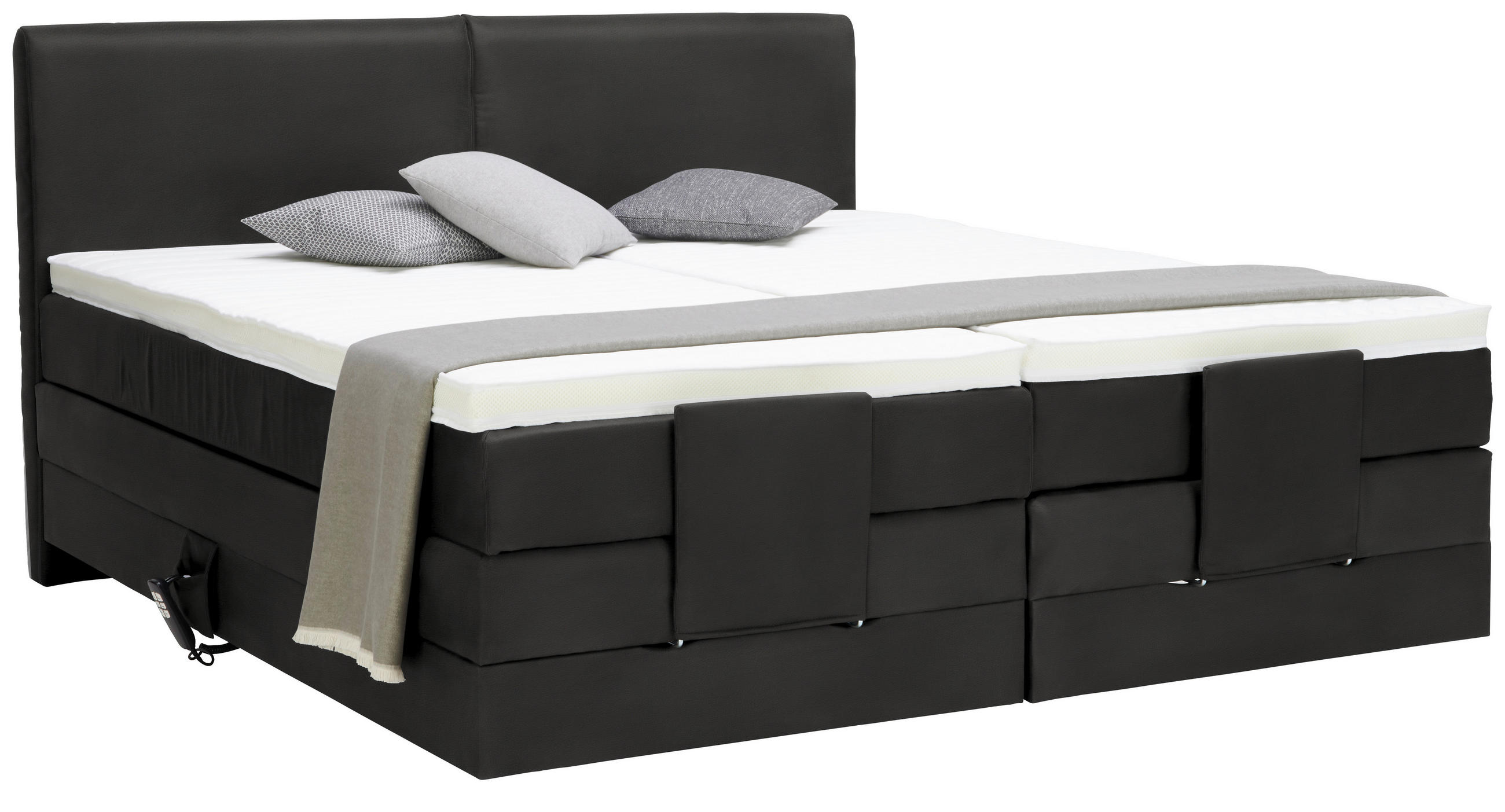 BOXSPRINGBETT 160/200 cm  in Schwarz  - Schwarz, Design, Kunststoff/Textil (160/200cm) - Hom`in