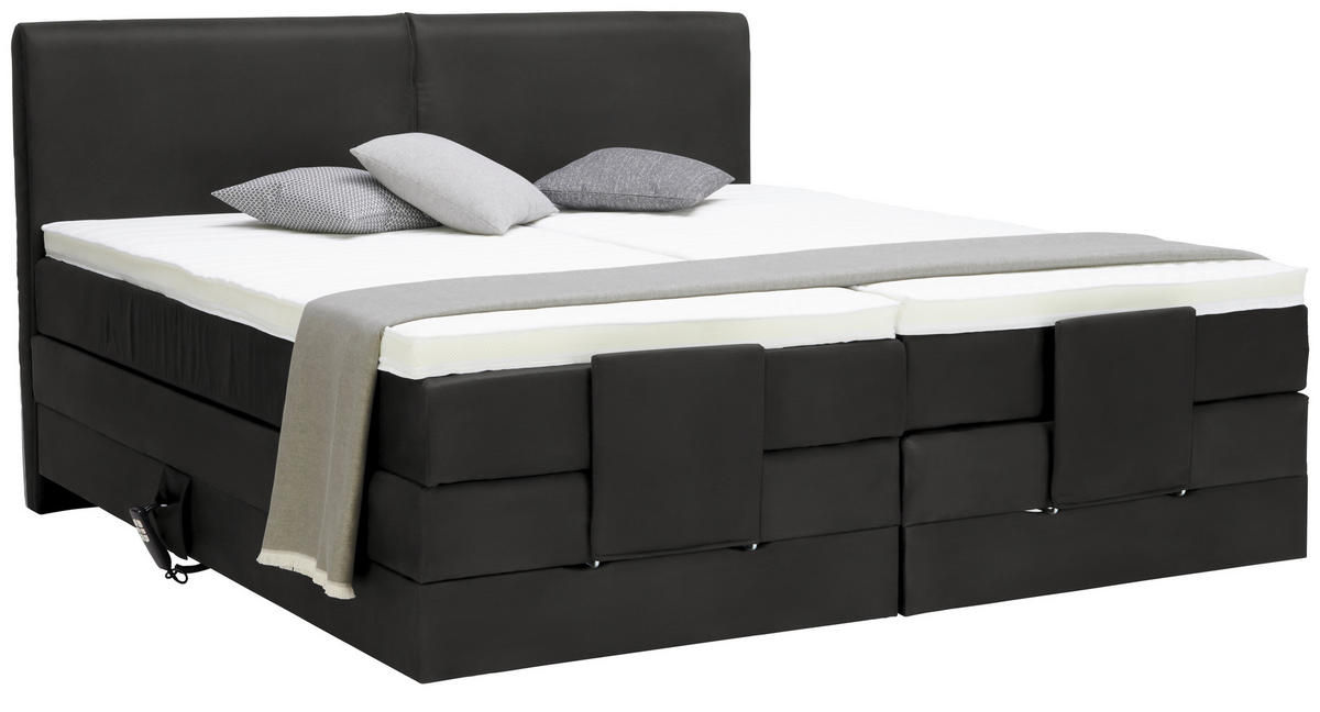 BOXSPRINGBETT 160/200 cm  in Schwarz  - Schwarz, Design, Kunststoff/Textil (160/200cm) - Hom`in