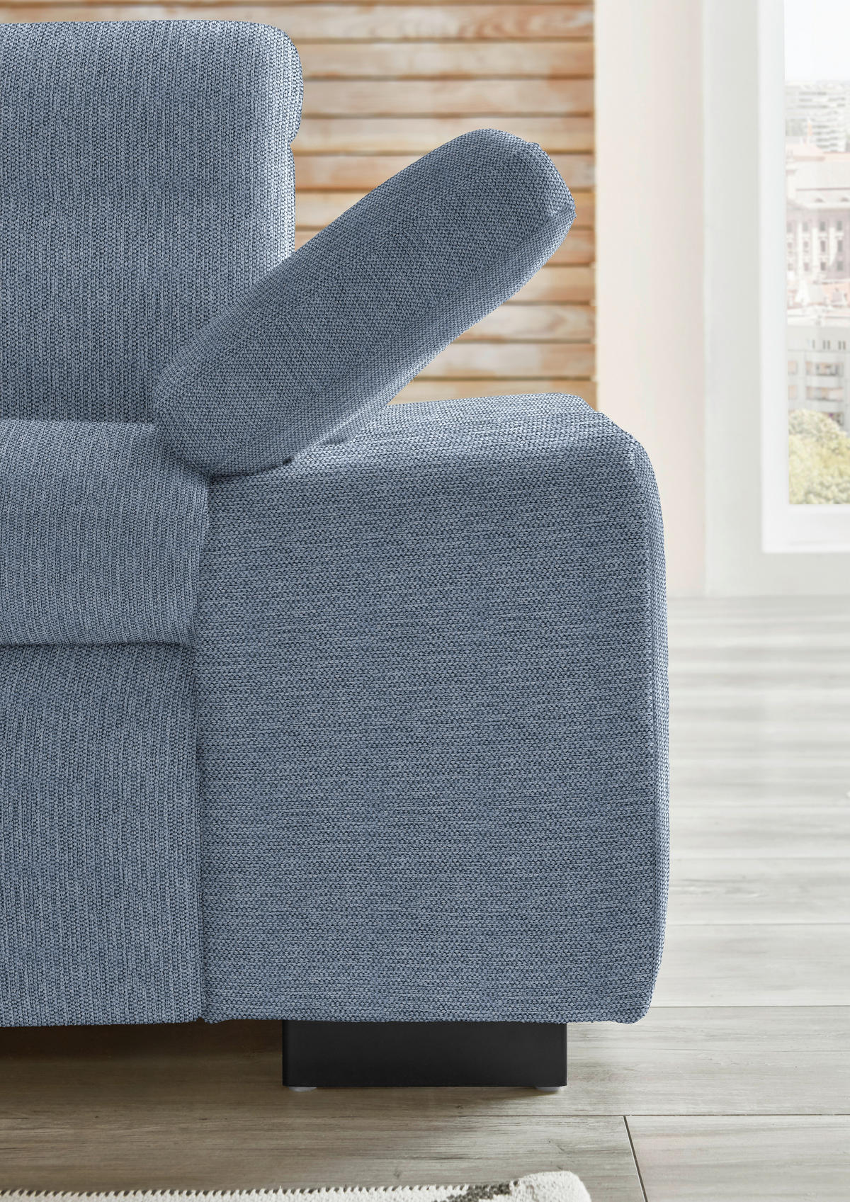 ECKSOFA in Flachgewebe Blau  - Blau/Schwarz, Design, Textil/Metall (174/297cm) - Beldomo Style
