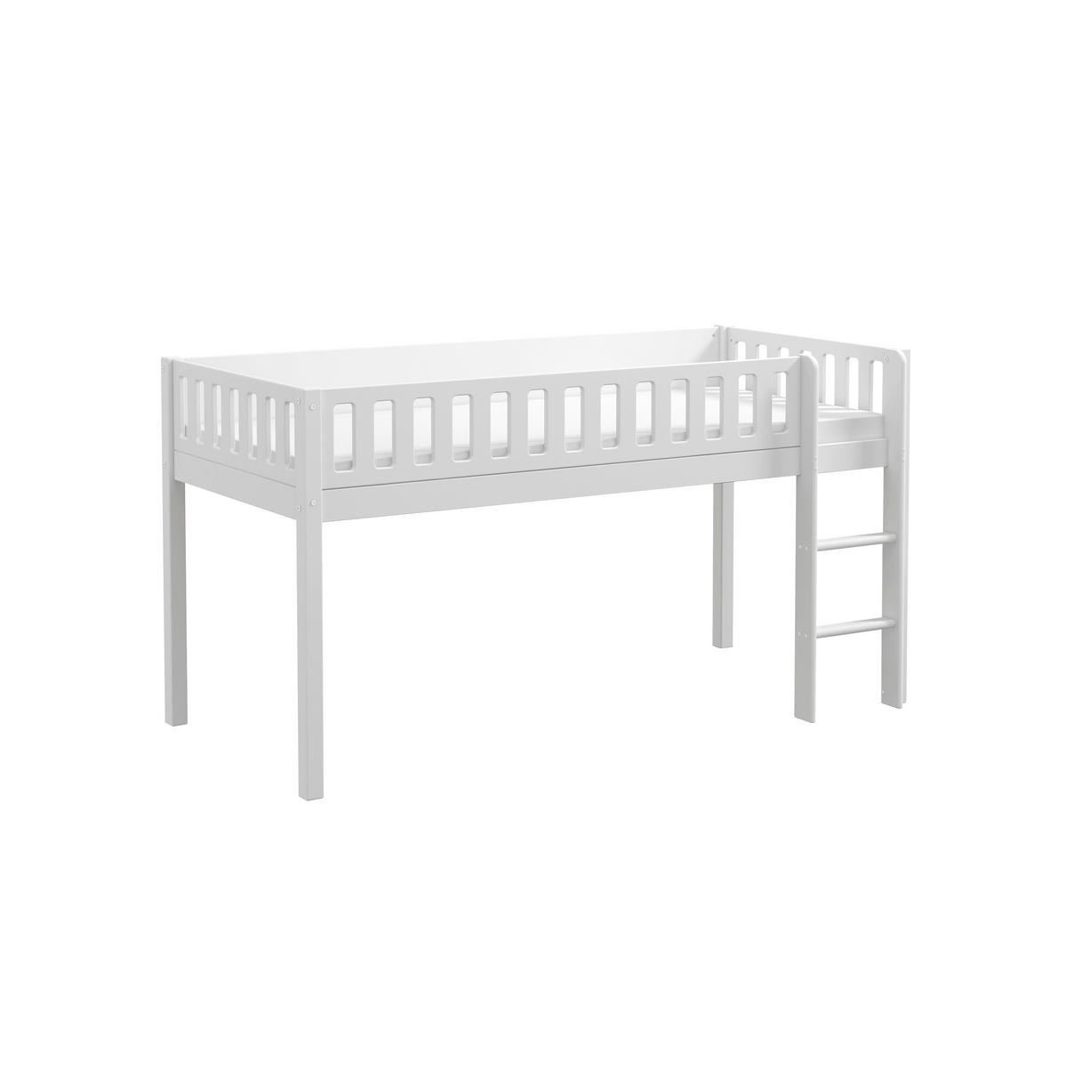 HOCHBETT 90/200 cm,  in Absturzsicherung, Leiter, Rollrost  - Weiß, MODERN, Holz (90/200cm) - Chameo