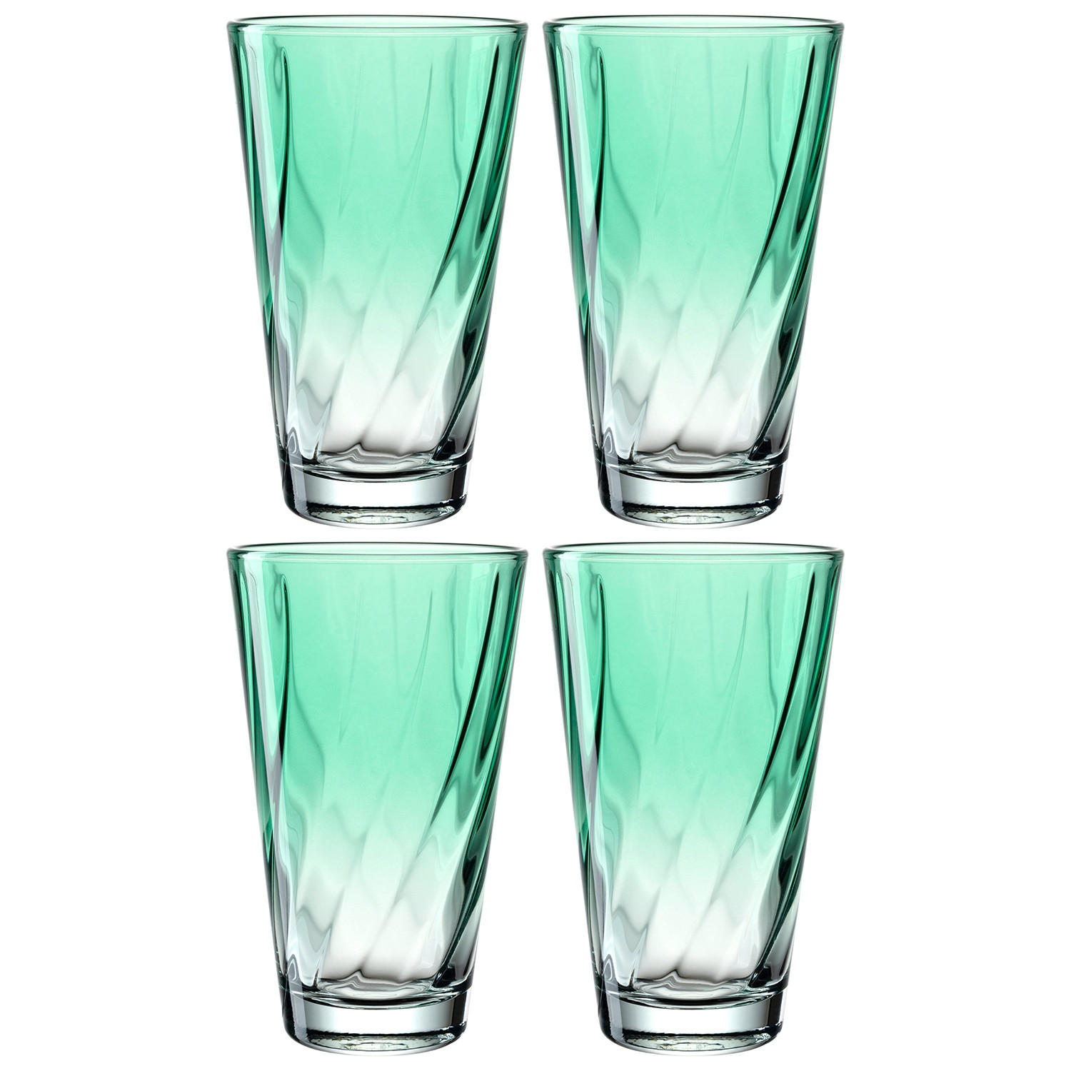 GLÄSERSET Twist 4-teilig  - Grün, Design, Glas (8,00/13,00/8,00cm) - Leonardo
