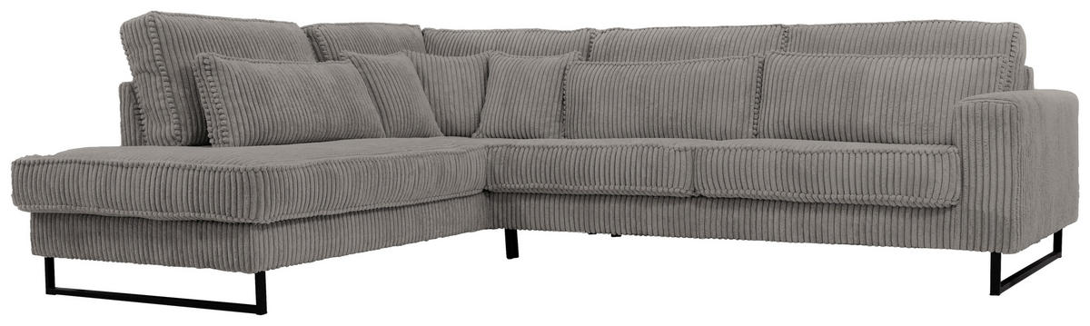 ECKSOFA ICON Grau Cord Zierkissen, Rückenkissen, Nierenkissen  - Schwarz/Grau, KONVENTIONELL, Textil/Metall (284/253cm) - Livetastic