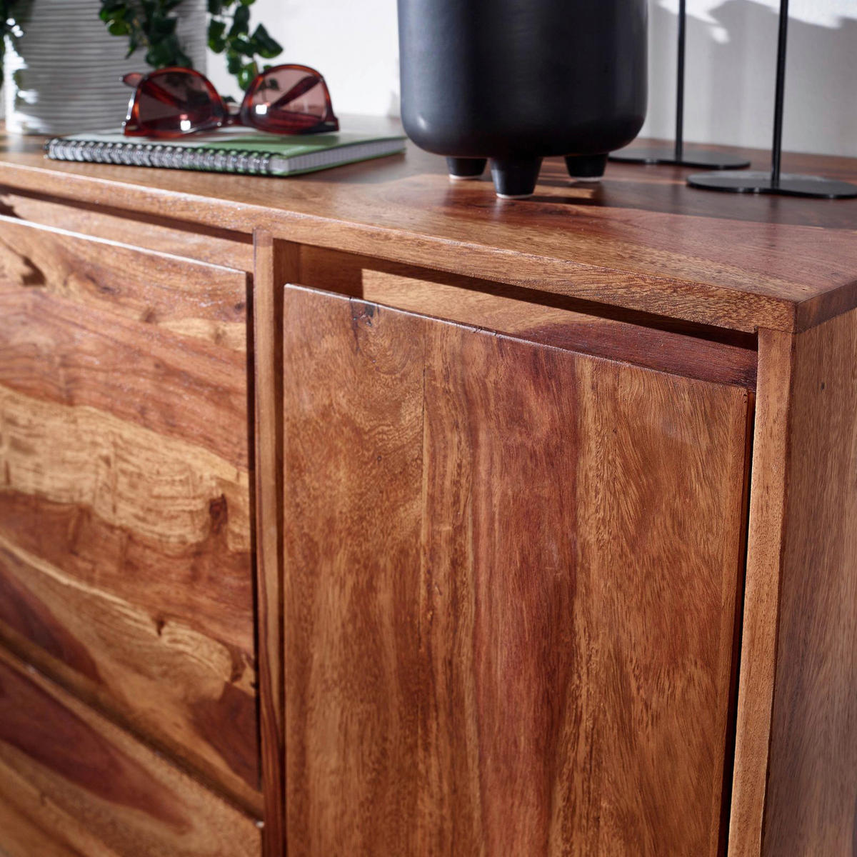 SIDEBOARD  in 88/120/40 cm  - Sheeshamfarben/Schwarz, Design, Holz/Metall (88/120/40cm) - MID.YOU