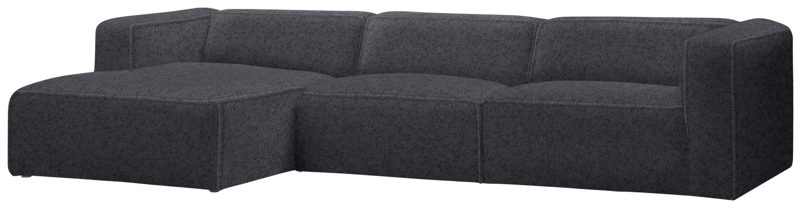 ECKSOFA in Webstoff Dunkelgrau  - Dunkelgrau/Schwarz, Design, Kunststoff/Textil (163/332cm) - Stylife