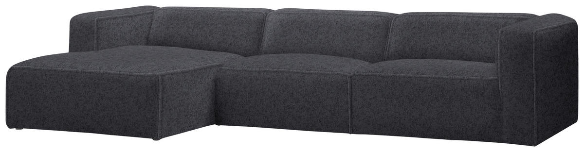 ECKSOFA in Webstoff Dunkelgrau  - Dunkelgrau/Schwarz, Design, Kunststoff/Textil (163/332cm) - Stylife