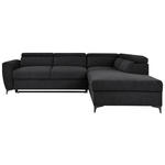 ECKSOFA Schwarz Velours  - Schwarz, KONVENTIONELL, Textil/Metall (255/217cm) - Carryhome