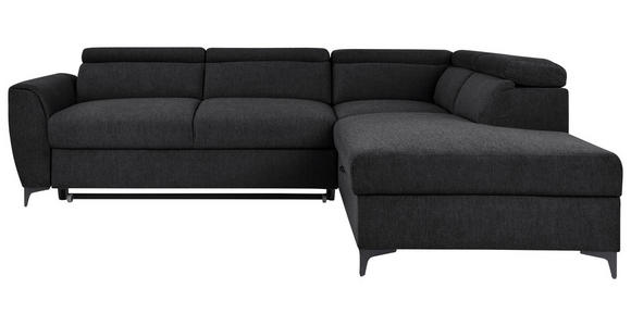 ECKSOFA Schwarz Velours  - Schwarz, KONVENTIONELL, Textil/Metall (255/217cm) - Carryhome