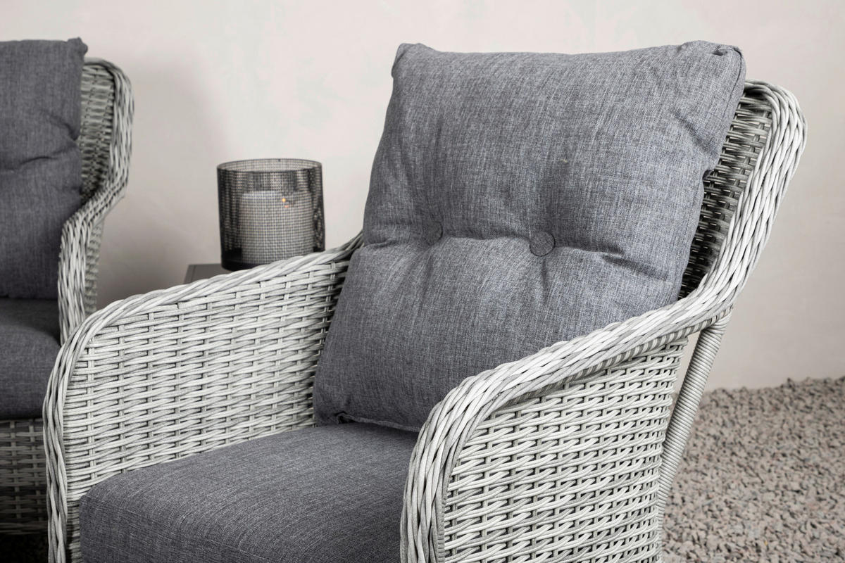 LOUNGEGARNITUR   Rattan  - Grau, KONVENTIONELL, Holz - Gardenson