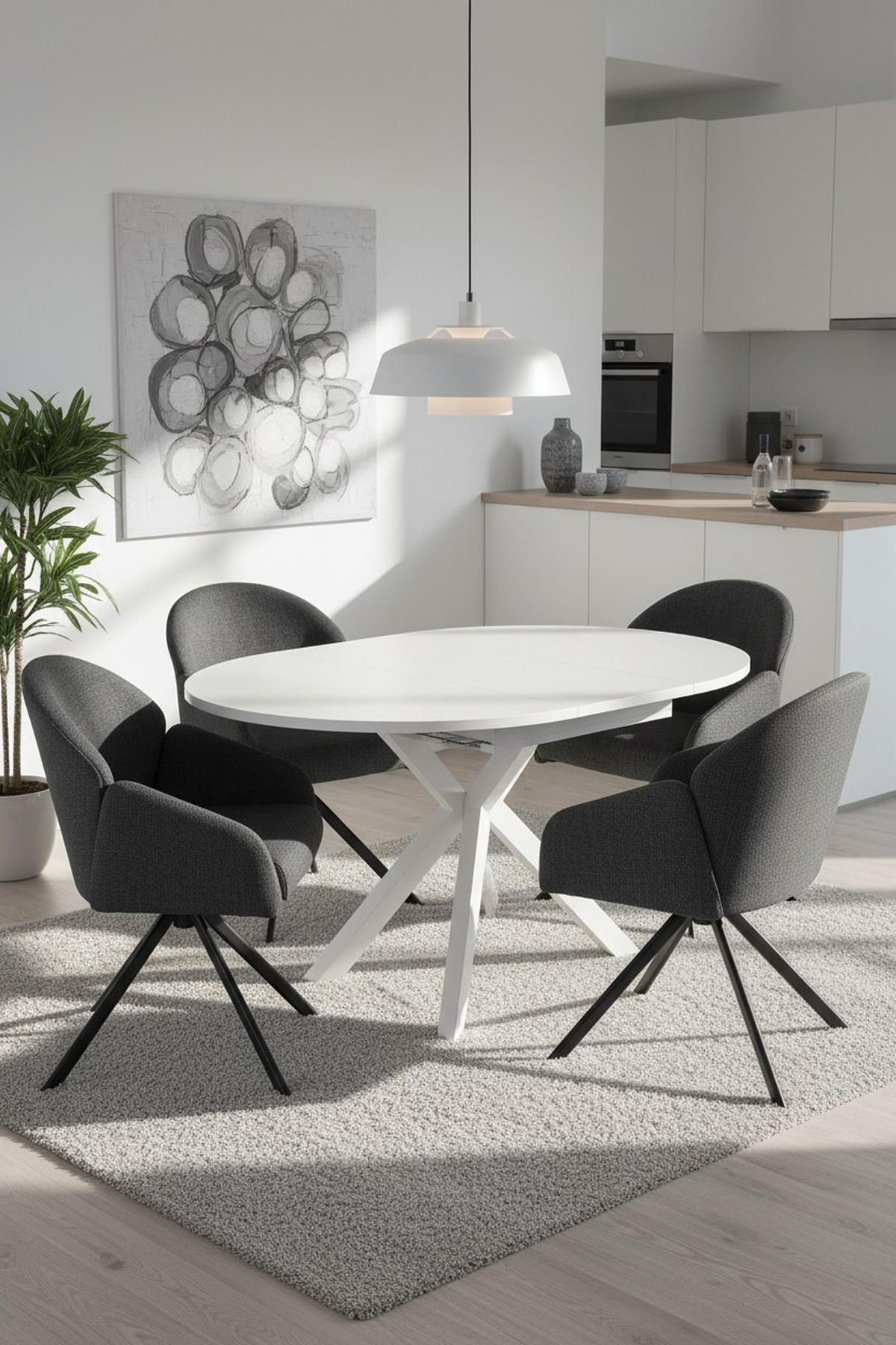 ESSTISCH 110/150/110/76 cm Nachbildung  Metall, Holzwerkstoff ausziehbar oval Kaschmir  - Kaschmir, MODERN, Holzwerkstoff/Metall (110/150/110/76cm) - Livetastic