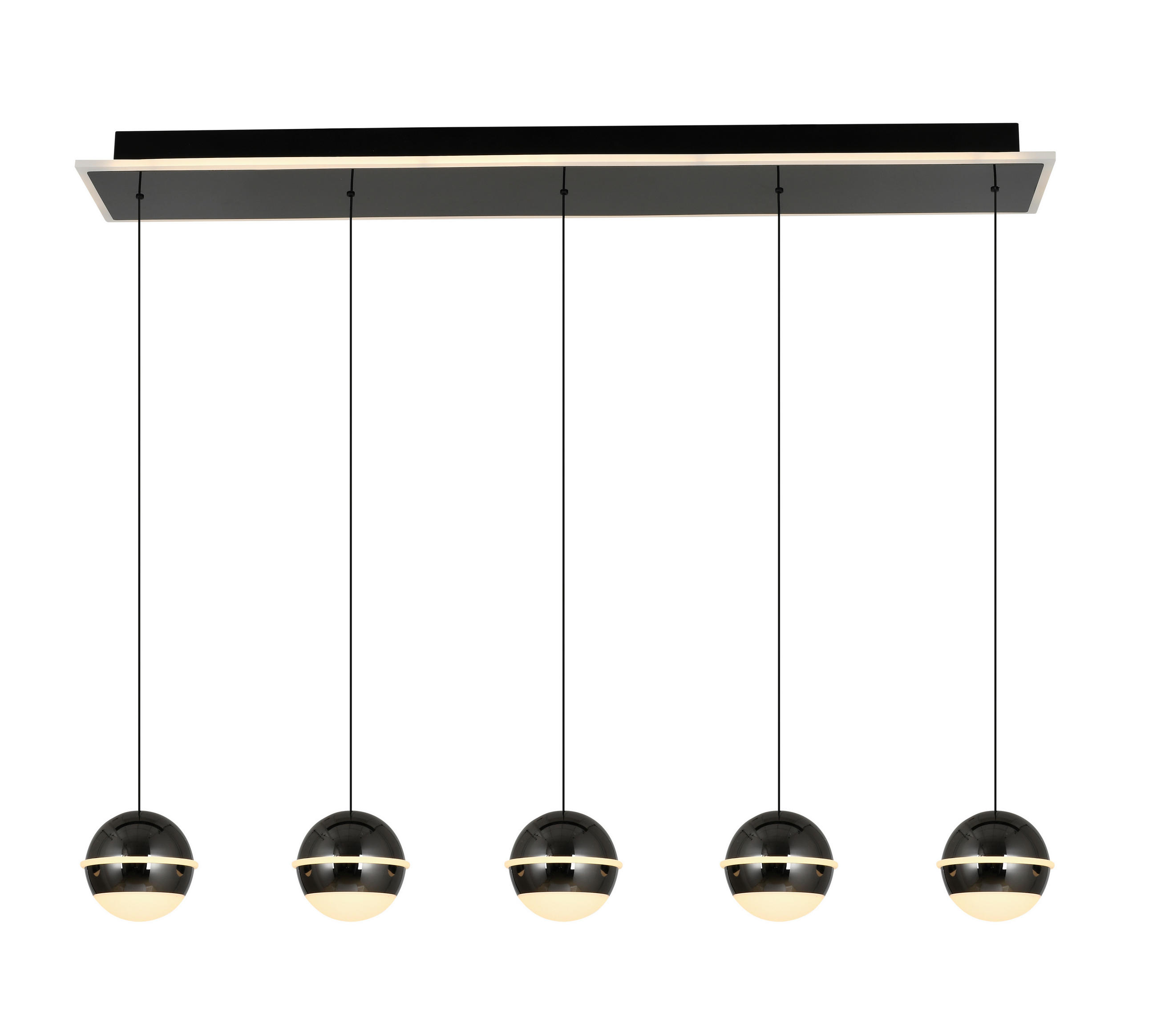 LED-HÄNGELEUCHTE Biarritz 95/150/15 cm  - Schwarzchrom, Design, Kunststoff/Metall (95/150/15cm)