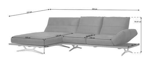 Thumbnail - Ambiente Wohnlandschaft, Braun, Textil, Eiche, massiv, Uni, Ottomane links, L-Form, 320x157 cm, Goldenes M, Typenauswahl...