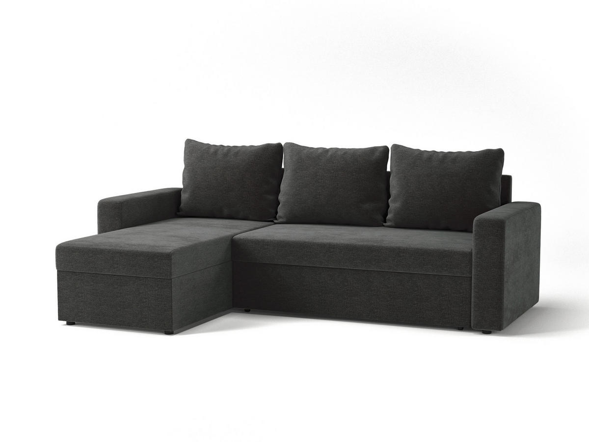 ECKSOFA Flachgewebe Dunkelgrün  - Dunkelgrün/Schwarz, Design, Kunststoff/Textil (151/230cm) - MID.YOU