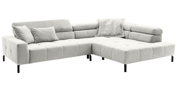 ECKSOFA Weiß Cord  - Schwarz/Weiß, KONVENTIONELL, Textil/Metall (311/219cm) - Hom`in