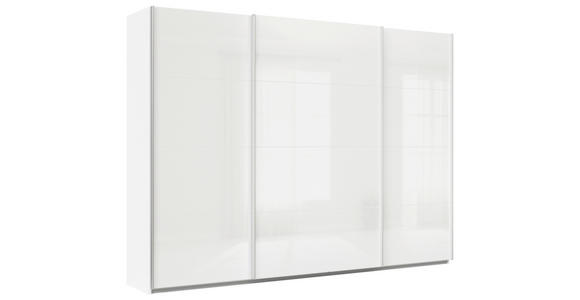 SCHWEBETÜRENSCHRANK in Weiß Hochglanz, Weiß - Weiß Hochglanz/Alufarben, KONVENTIONELL, Holzwerkstoff/Metall (315/229/62cm) - Xora
