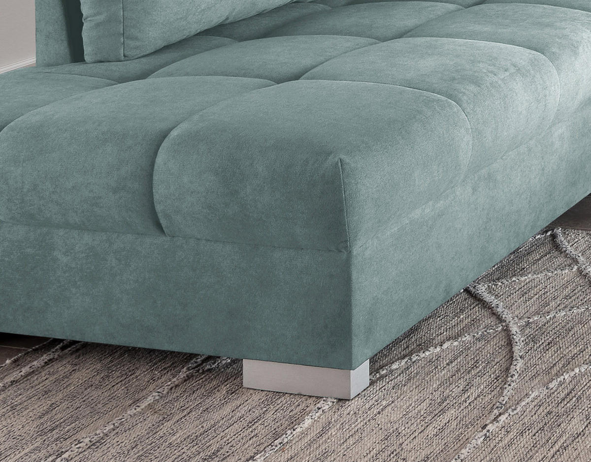 ECKSCHLAFSOFA in Mintgrün Textil   - Silberfarben/Mintgrün, Design, Holz/Textil (202/298cm) - MID.YOU
