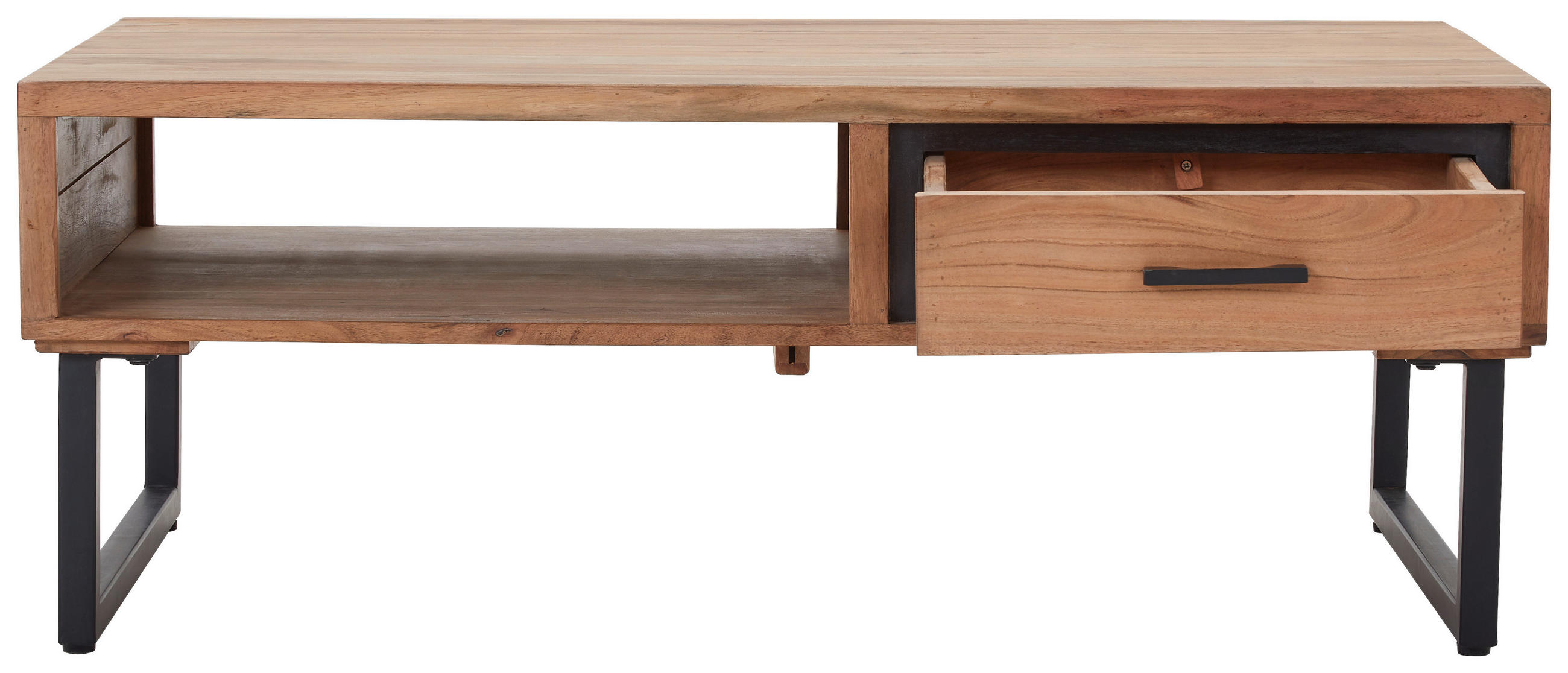 KONFERENČNÍ STOLEK, černá, barvy akácie, dřevo, kov, 118/70/45 cm - černá/barvy akácie, Design, kov/dřevo (118/70/45cm) - Landscape