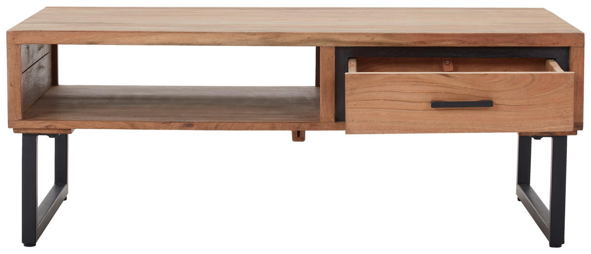 KONFERENČNÍ STOLEK, černá, barvy akácie, dřevo, kov, 118/70/45 cm - černá/barvy akácie, Design, kov/dřevo (118/70/45cm) - Landscape