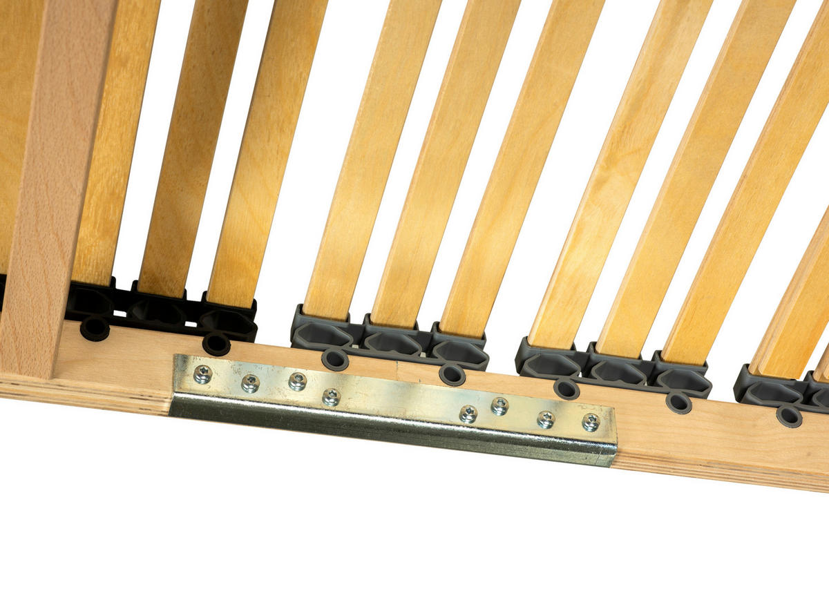LATTENROST 100/200 cm, Kopfteil verstellbar, Birke, Buche  - Naturfarben/Grau, Basics, Holz (100/200cm) - Boxxx