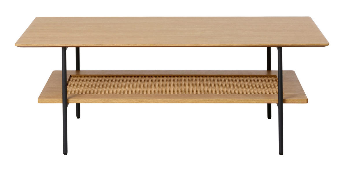 COUCHTISCH 110/55/40 cm rechteckig Schwarz, Eichefarben  - Eichefarben/Schwarz, Basics, Holzwerkstoff/Metall (110/55/40cm) - Boxxx