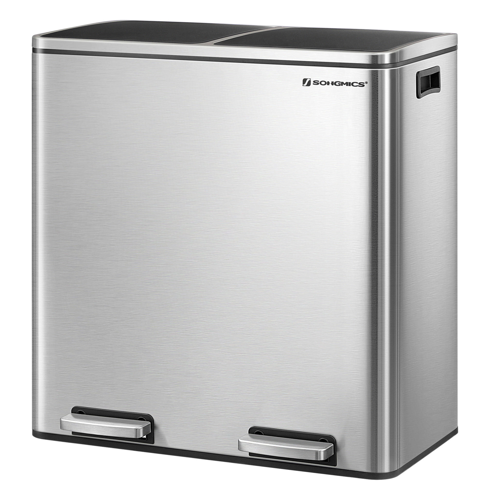ABFALLSAMMLER 60 L  - Edelstahlfarben/Schwarz, Basics, Kunststoff/Metall (58,5/65/32cm)