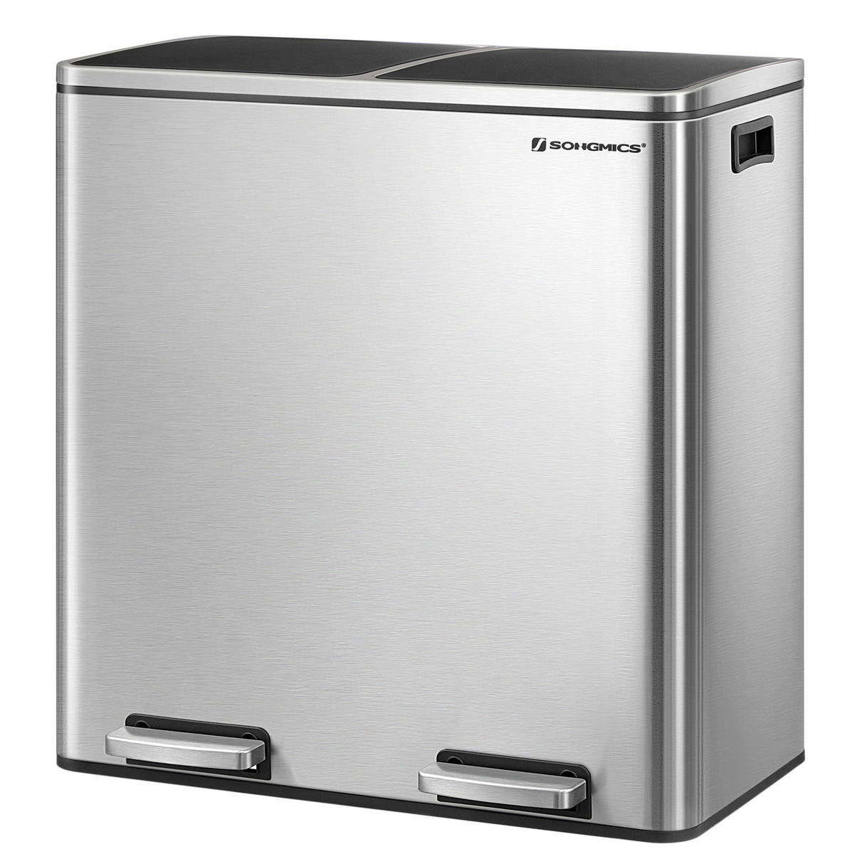 ABFALLSAMMLER 60 L  - Edelstahlfarben/Schwarz, Basics, Kunststoff/Metall (58,5/65/32cm)