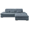ECKSOFA Hellblau Chenille  - Chromfarben/Hellblau, Design, Textil/Metall (300/196cm) - Livetastic