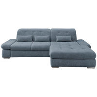 ECKSOFA Hellblau Chenille  - Chromfarben/Hellblau, Design, Textil/Metall (300/196cm) - Livetastic