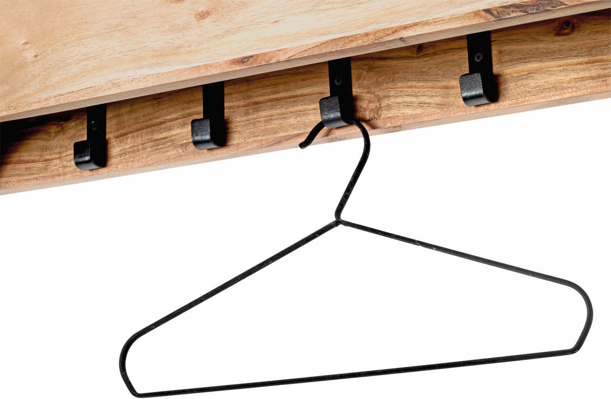 WANDGARDEROBE  in Akazie massiv Schwarz, Akaziefarben  - Schwarz/Akaziefarben, KONVENTIONELL, Holz/Metall (100/20/13cm)