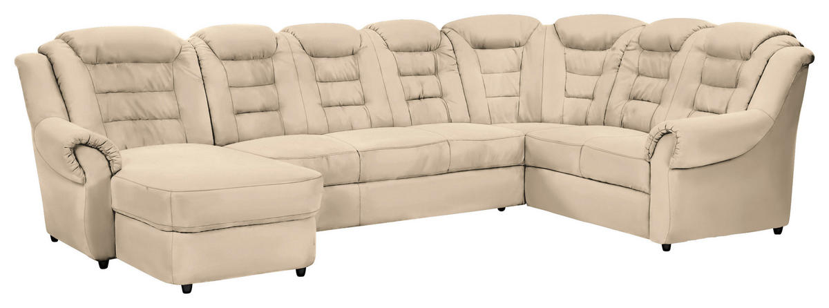 WOHNLANDSCHAFT in Lederlook Beige  - Beige/Schwarz, KONVENTIONELL, Kunststoff/Textil (165/333/216cm) - Livetastic