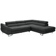 ECKSOFA in Webstoff Dunkelgrau  - Dunkelgrau/Schwarz, Design, Textil/Metall (280/235cm) - Hom`in