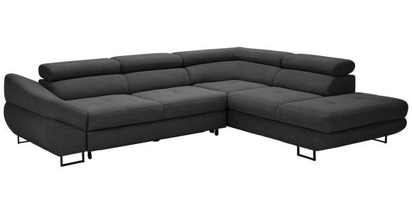 ECKSOFA in Webstoff Dunkelgrau  - Dunkelgrau/Schwarz, Design, Textil/Metall (280/235cm) - Hom`in