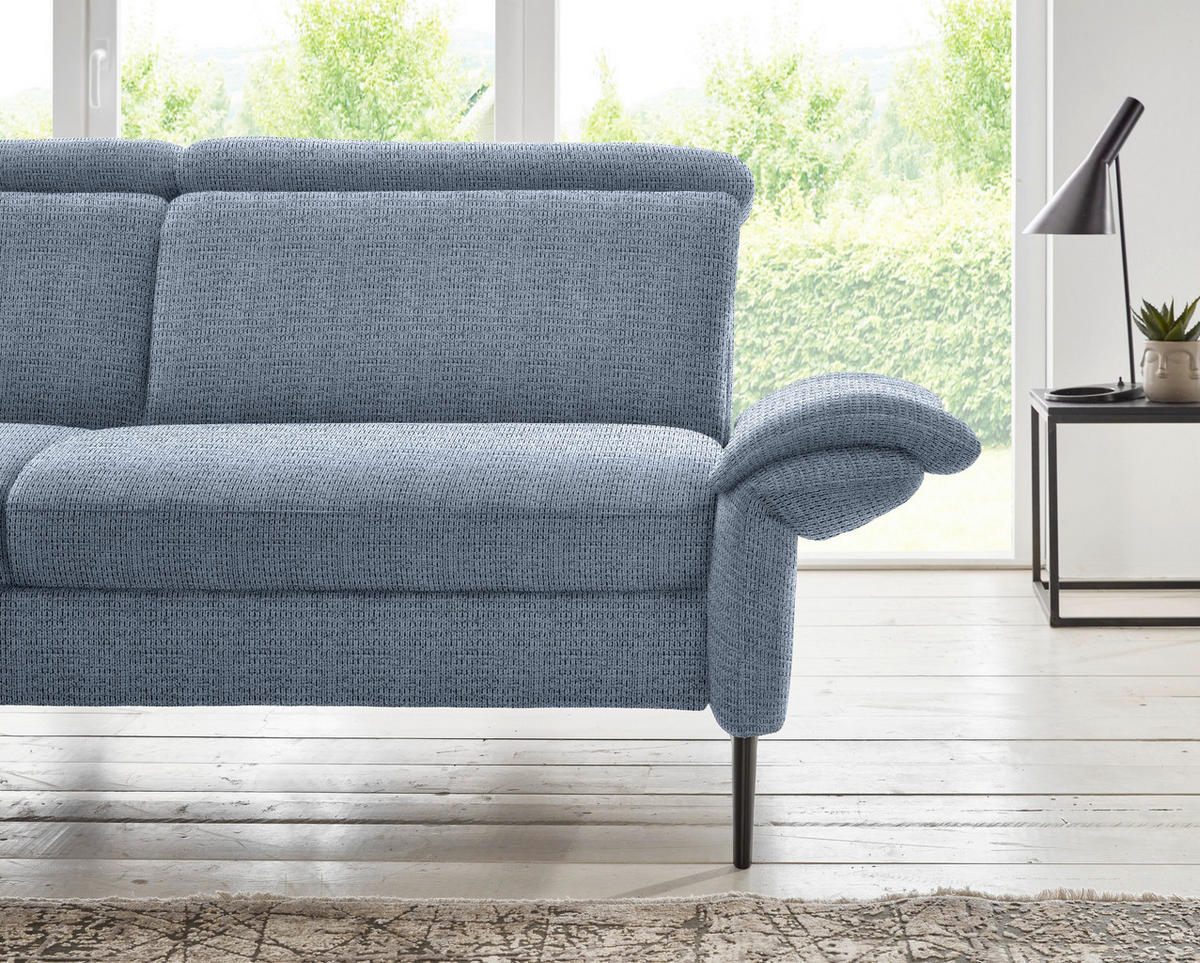 ECKSOFA in Struktur Hellblau  - Schwarz/Hellblau, Modern, Textil/Metall (235/275cm) - Cantus