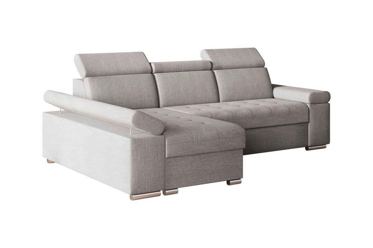 ECKSOFA TORONTO in Webstoff Hellgrau  - Silberfarben/Hellgrau, Design, Textil (168/260cm) - MID.YOU