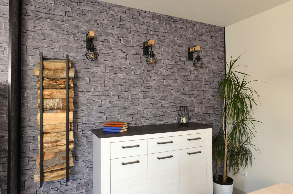 DECOWALL NARVA SCHIEFER 3 Stück  - Grau, KONVENTIONELL, Holzwerkstoff (125/66/1.2cm) - Egger Holzwerkstoffe