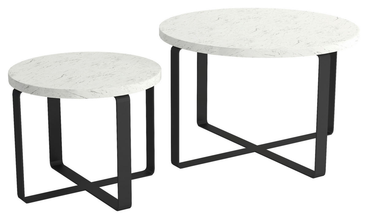 SOFFBORD SET i trämaterial, metall 60/41/60/41/39/34 cm  - vit/svart, Design, metall/trämaterial (60/41/60/41/39/34cm) - Stylife