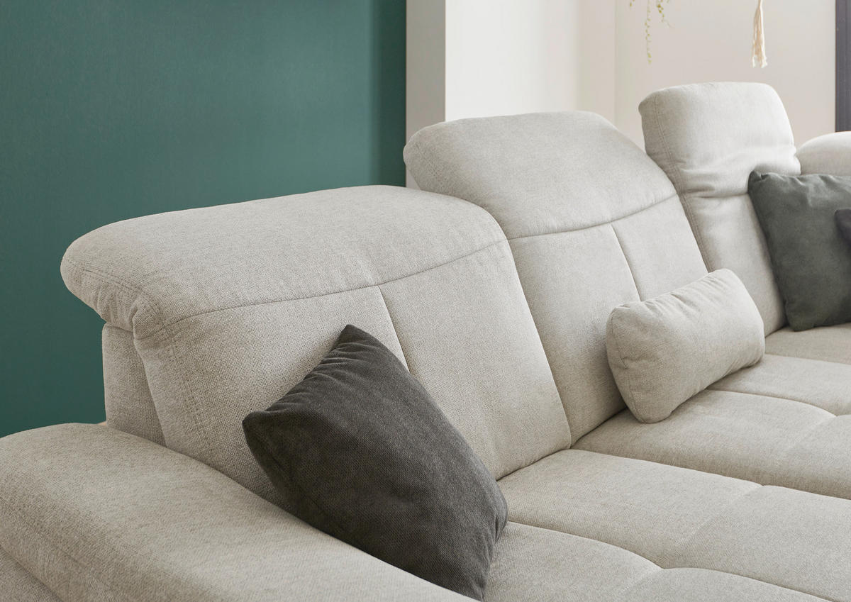 ECKSOFA in Flachgewebe Ecru  - Wildeiche/Ecru, Natur, Holz/Textil (243/301cm) - Voleo
