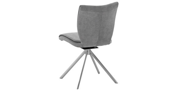 STUHL  Stoffauswahl, Typenauswahl Lederlook, Velours, Mikrofaser  Grau, Edelstahlfarben  - Edelstahlfarben/Grau, Design, Textil/Metall (50/89/61cm) - Dieter Knoll
