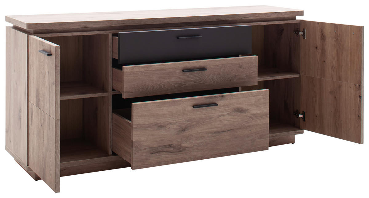 SIDEBOARD Anthrazit, Eiche dunkel  170/81/44 cm  - Eiche dunkel/Anthrazit, Konventionell, Holzwerkstoff/Metall (170/81/44cm) - Cantus