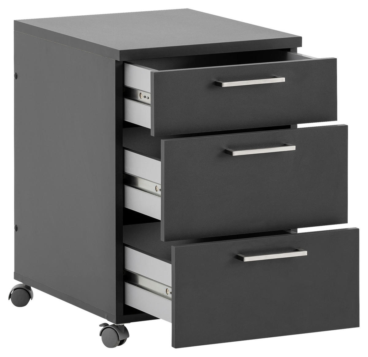 ROLLCONTAINER Anthrazit  - Anthrazit/Nickelfarben, KONVENTIONELL, Holzwerkstoff/Metall (41,2/60,1/49,6cm) - MID.YOU