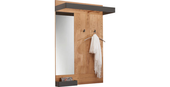 GARDEROBENPANEEL  in 90/134/35 cm  - Eichefarben/Anthrazit, Design, Glas/Holz (90/134/35cm) - Waldwelt