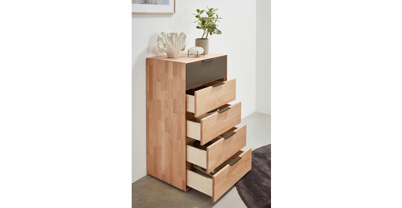 KOMMODE in 61,5/104,9/44,2 cm - Dunkelbraun/Erlefarben, Natur, Glas/Holz (61,5/104,9/44,2cm) - Valnatura