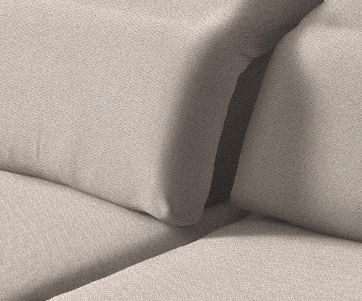 ECKSOFA in Chenille Beige  180/289 cm  - Beige/Schwarz, Design, Textil/Metall (180/289cm) - Stylife