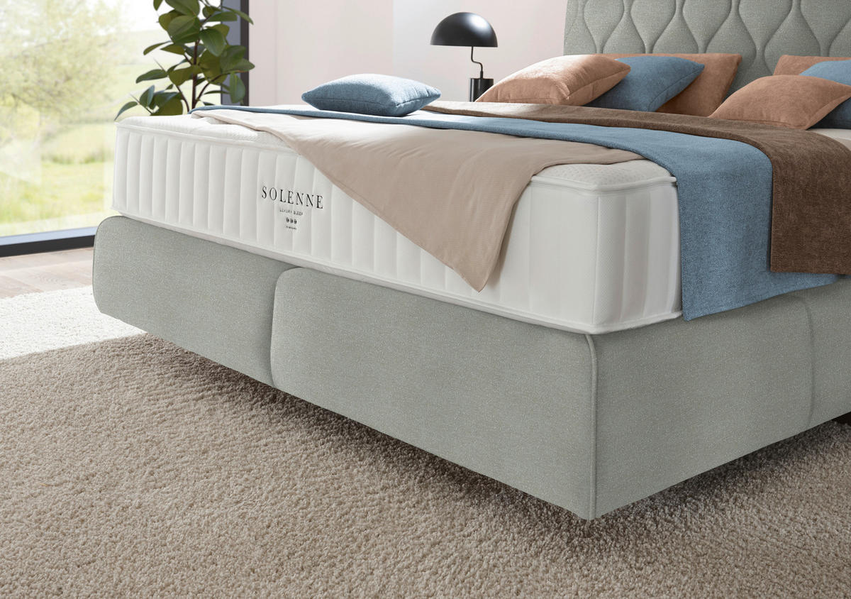 BOXSPRINGBETT 200/200 cm  in Hellgrau  - Hellgrau/Schwarz, Design, Kunststoff/Textil (200/200cm) - Johann Jakob