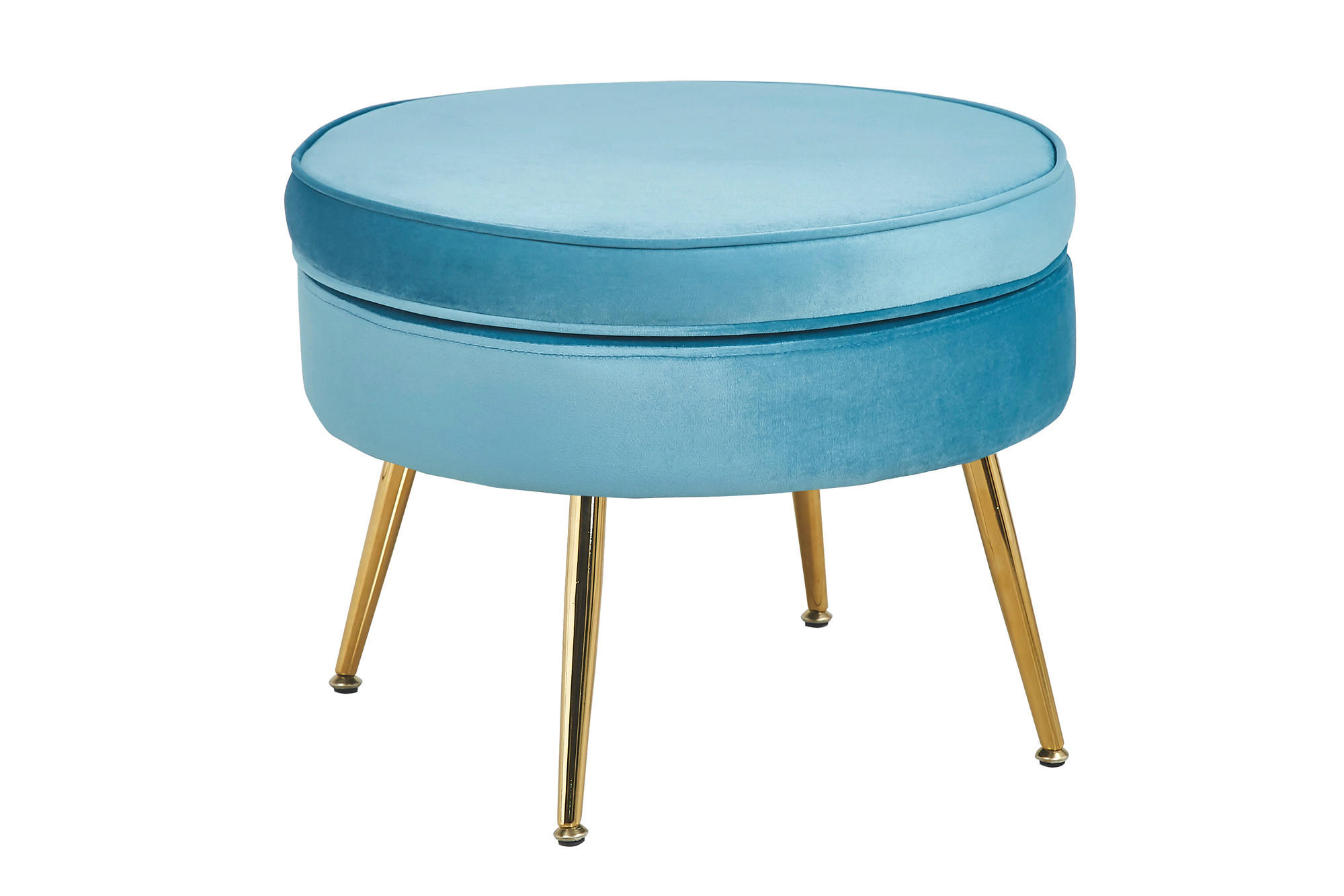 HOCKER in Textil Blau - Blau/Goldfarben, MODERN, Textil/Metall (52/41/52cm) - Livetastic