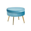 HOCKER in Textil Blau  - Blau/Goldfarben, MODERN, Textil/Metall (52/41/52cm) - Livetastic