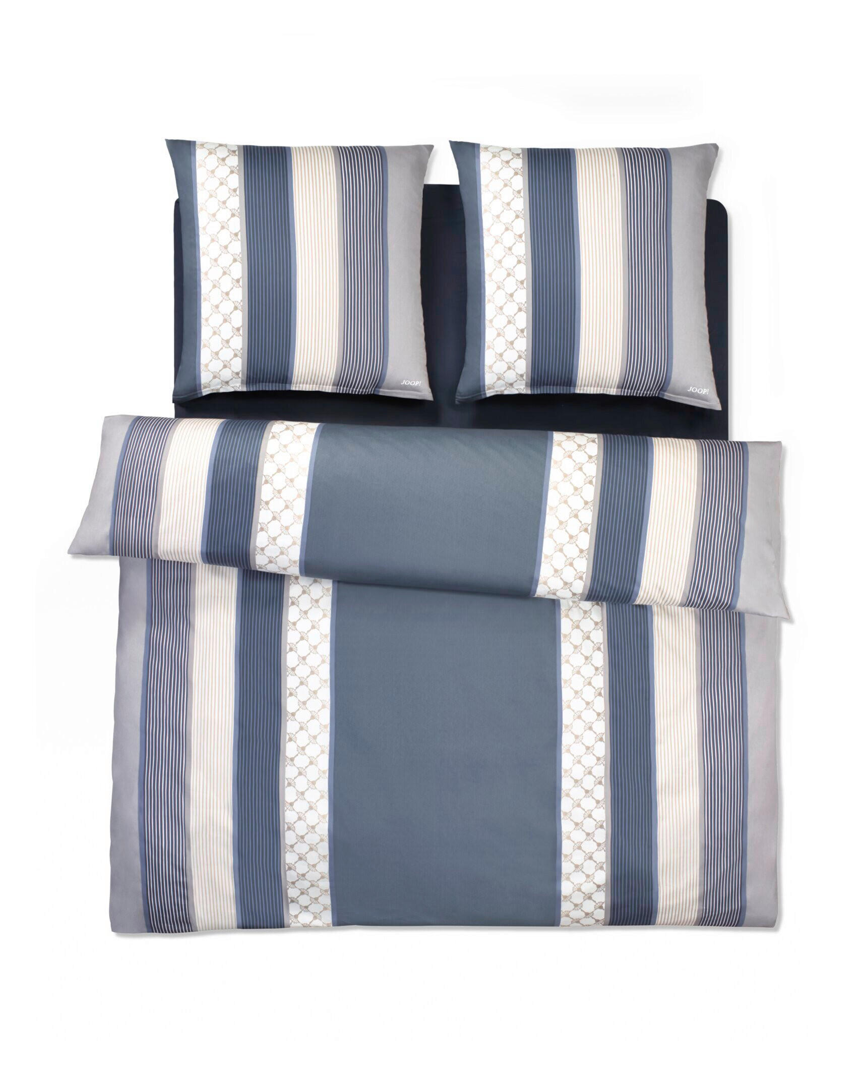 BETTWÄSCHE 3-teilig JOOP! CORNFLOWER STRIPES Jersey 200/200 cm  - Blau, Basics, Textil (200/200cm) - Joop!