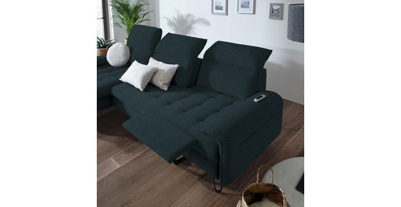 ECKSOFA in Flachgewebe Petrol  - Petrol/Schwarz, LIFESTYLE, Textil/Metall (180/310cm) - Valnatura