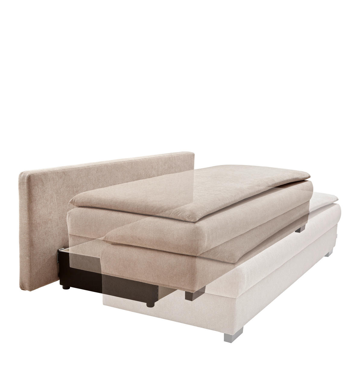 ROZKLÁDACÍ POHOVKA, textil, béžová - černá/béžová, Konvenční, textil/plast (207/74-94/90cm) - Venda