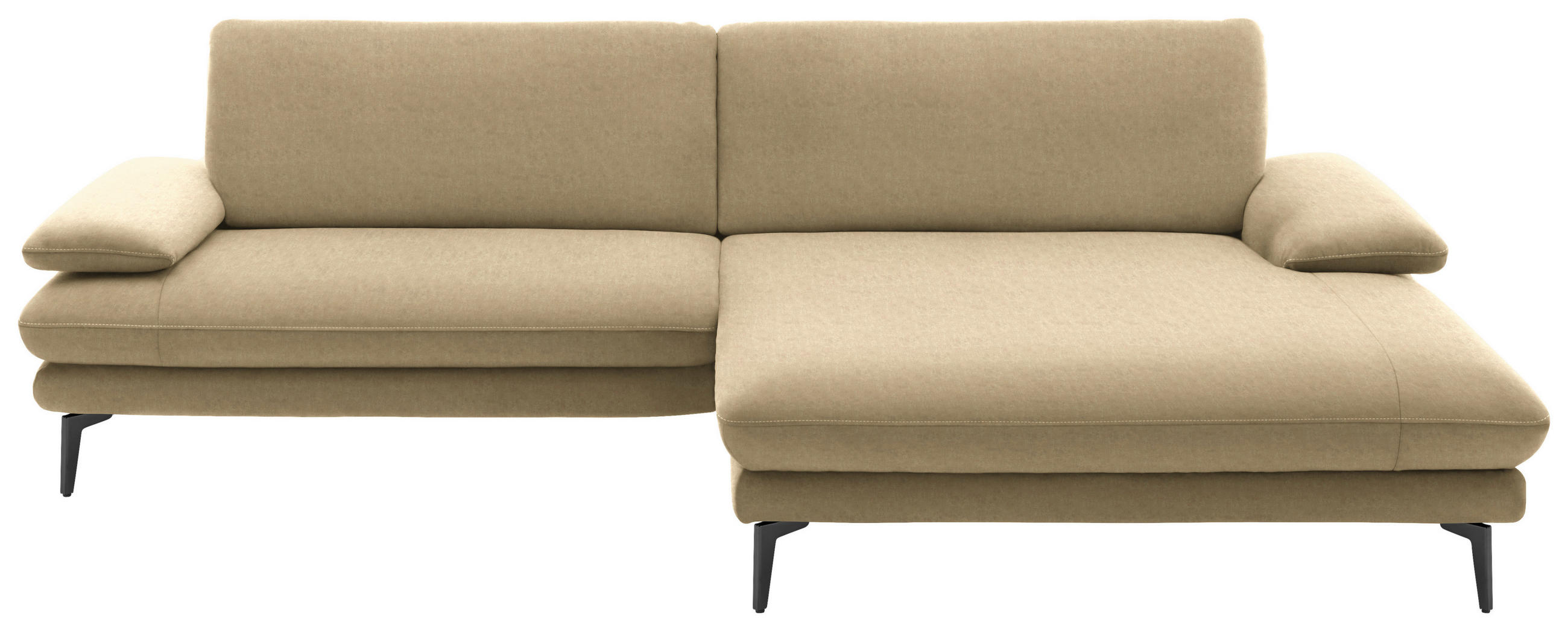 ECKSOFA in Velours Cappuccino  - Schwarz/Cappuccino, Design, Textil/Metall (284/184cm) - Dieter Knoll