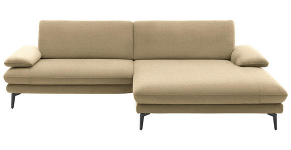 ECKSOFA  in Velours Cappuccino  284/184 cm  - Schwarz/Cappuccino, Design, Textil/Metall (284/184cm) - Dieter Knoll